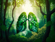 © ZaStock - Tree branches shaped like human lungs, forest protection ecology illustration.
