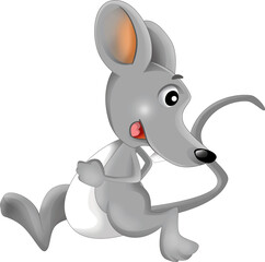  cartoon happy scene with cheerful smiling mouse on white background illustration for kids