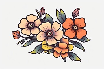 Canvas Print - colorful bouquet of flowers on a blank white background. Generative AI