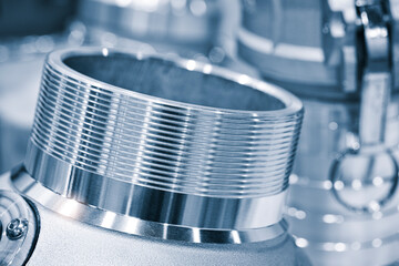 Poster - Many types of metal details industrial design background, engineering technology concept