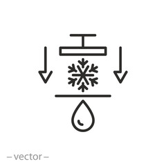 cold pressed icon, drop with snowflake, press equipment, thin line symbol - editable stroke vector illustration