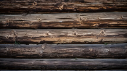 Wall Mural - Wooden background. Old wooden wall of a rustic house with texture