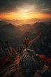 © SANGHYUN - a man is standing on a mountain. AI generative