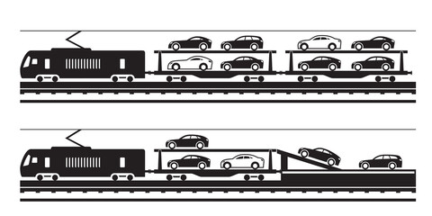 Wall Mural - Railway car transporter – vector illustration