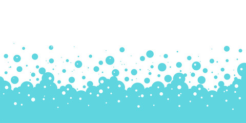 bubble soap vector background, cartoon blue water foam, bath pattern. shower border. laundry suds, s