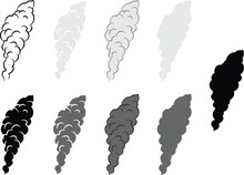 Cartoon Smoke Fume Or Steam Clipart Set - Outline, Silhouette & Color