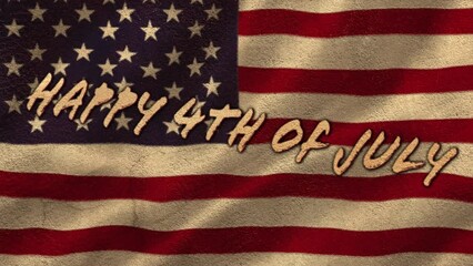 Poster - Animation of happy 4th of july text on american flag background