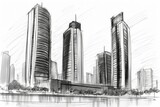 Fototapeta Miasta - futuristic cityscape with towering skyscrapers. Generative AI