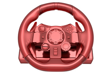 Poster - Realistic leather steering wheel in trendy style glassmorphism or frosted glass