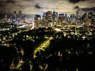 Canvas Print - Melbourne skyline at night in Australia