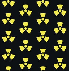 Vector seamless pattern of flat yellow danger sign isolated on black background
