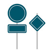 © Сергей Полякевич - sign Road are empty. Mark location. Road signs are empty different shapes. Signposts on poles. Vector illustration.