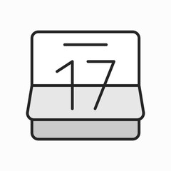 Poster - Paper calendar date schedule, 17 day date outline icon. Vector deadline in paper organizer, meeting planning today. Agenda or appointment planner sign