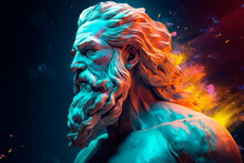 Illustration Of A Renaissance Statue Of Zeus, King Of The Gods. Generative AI