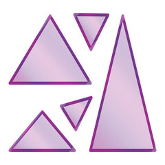 purple acrylic triangles on light background. Transparent glass plate. Vector illustration. 