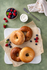 Wall Mural - Homemade freshly baked bagels ready to eat