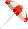 3D render umbrella with the colors red and white
