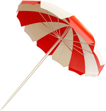 3d Render Umbrella Beach With The Colors White And Red