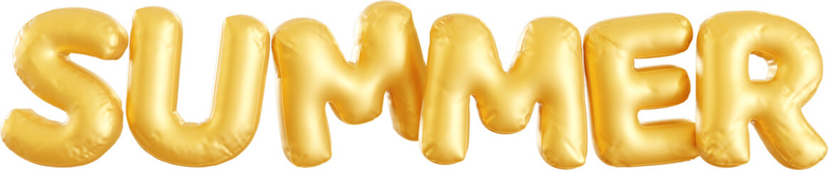 3d render gold summer balloon lettering