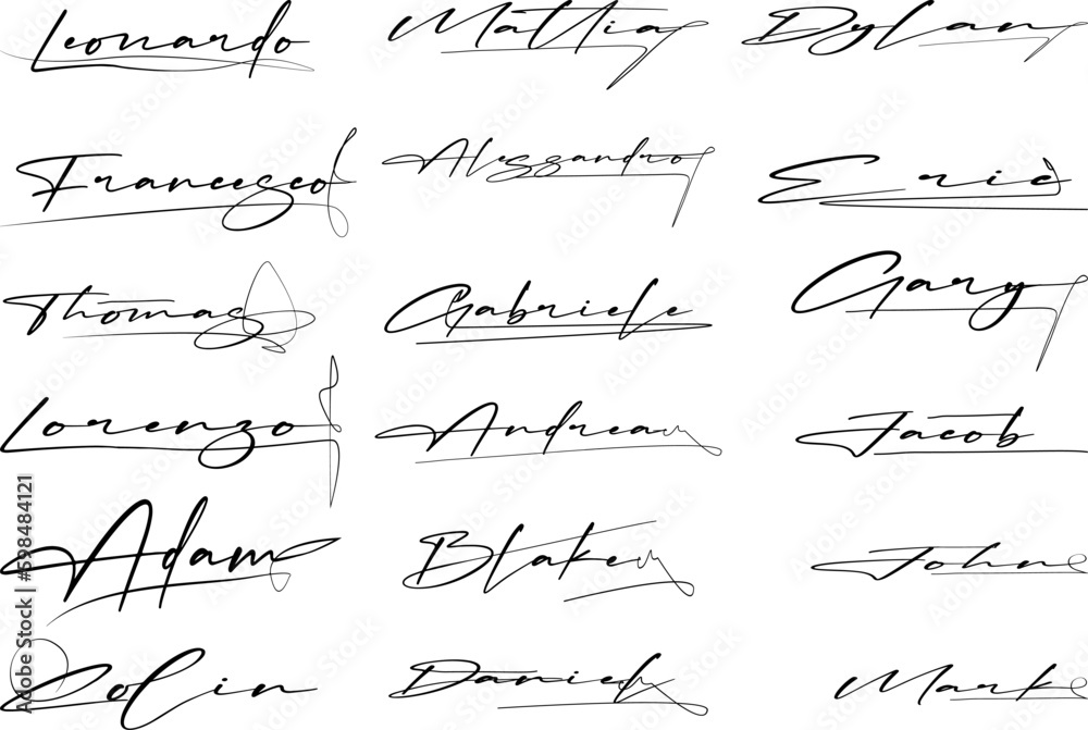 Set of autographs, signature doodle and name, Hand written signature ...