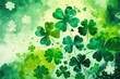St. Patrick's Day greeting card with green background. Fantasy concept , Illustration painting. Generative AI