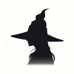 Wall Mural - witch silhouette - isolated vector illustration on white background for horror-themed logo, graphic icon - perfect for creepy-crawly themes and Halloween-inspired designs. generative ai