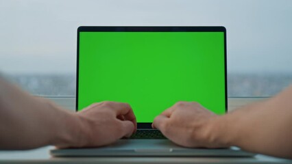 Aufkleber - man working using laptop writes notes or cross tasks off to-do list workplace with big window Generative AI