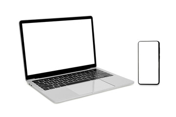 Modern technology gadgets kit, responsive design presentation templates. Mockup Composed of laptop, smartphone isolated on white background