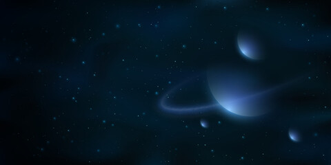 Wall Mural - planets in outer space. galaxy background for your project. realistic starry sky for a science desig