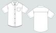 Short sleeve woven fabric shirt technical drawing fashion flat sketch vector illustration template front and back isolated on grey background.