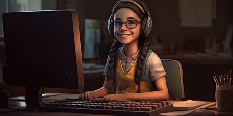girl in software developer illustration by generative AI