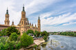 Impressive monument of the cathedral basilica del Pilar on the edge of the river Ebro in Zaragoza, Spain.