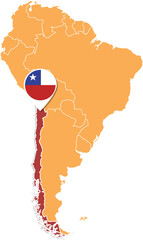 Wall Mural - Chile map in South America, Icons showing Chile location and flags.