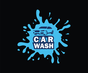 Wall Mural - CAR WASH LOGO, silhouette of splash water and modern car vector illustrations