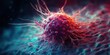 © Svfotoroom - A cancer cell with a yellow glow, Concept of cancer cell attacking body cell. Generative AI.