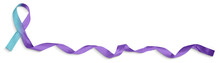 Teal And Purple Ribbon, Suicide Prevention Concept, Isolated