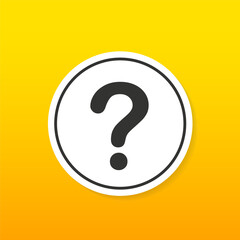 Aufkleber - Question button. Ask questions. Ask for help. Question mark stamp. Information needed. request. Flat design style with long shadow. FAQ button. Vector illustration