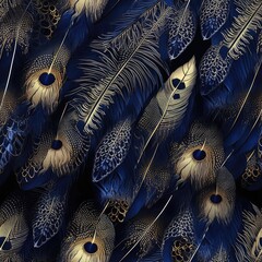 Sticker - Seamless background of bird feathers. AI generated