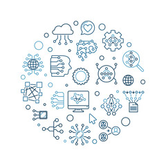 Poster - neural network concept circle shaped line banner. vector future technology illustration