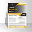 © High Creative IT - Modern flyer design for advertising promotion and growth company. abstract flat flyer design . gradient black and yellow color flyer. creative unique nice clean design. Half page A4 flyer free