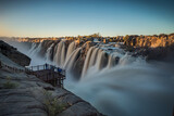 Fototapeta Sawanna - Wide angle view of the Augrabies falls in full flood on the Orangeriver in the northern cape of south africa