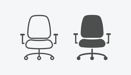 Poster - Chair vector icon set. vector linear and filled style flat furniture sign for mobile concept and web design