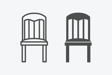 Poster - Chair vector icon set. vector linear and filled style flat furniture sign for mobile concept and web design