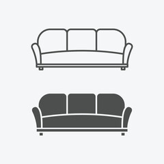 Poster - Sofa vector icon set. vector illustration of sofa isolated icon set. linear and filled style flat furniture sign for mobile concept and web design