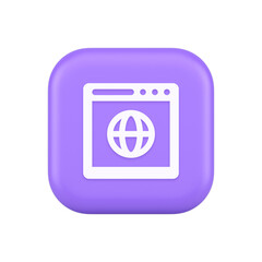 Poster - Browser website internet searching online connection button web page information 3d icon
