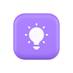 Poster - Light bulb illuminated innovation idea button brainstorming creative solution 3d icon
