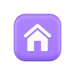 Poster - Main internet page button homepage house with roof navigation cyberspace interface 3d icon
