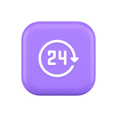 Poster - 24 hours circle arrow button always available assistance service 3d realistic icon