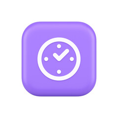 Poster - Watch time control button alarm clock deadline checking web app design 3d realistic icon