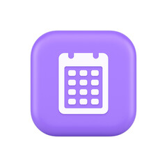 Poster - Calendar web app button design agenda meeting deadline time management 3d realistic icon